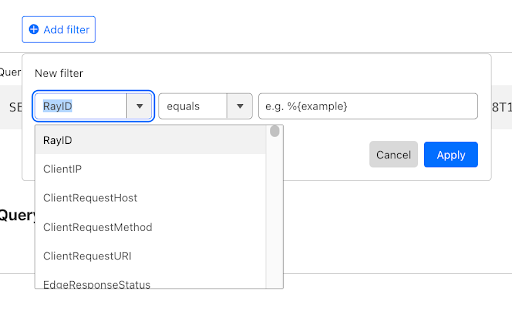 Log Explorer filters